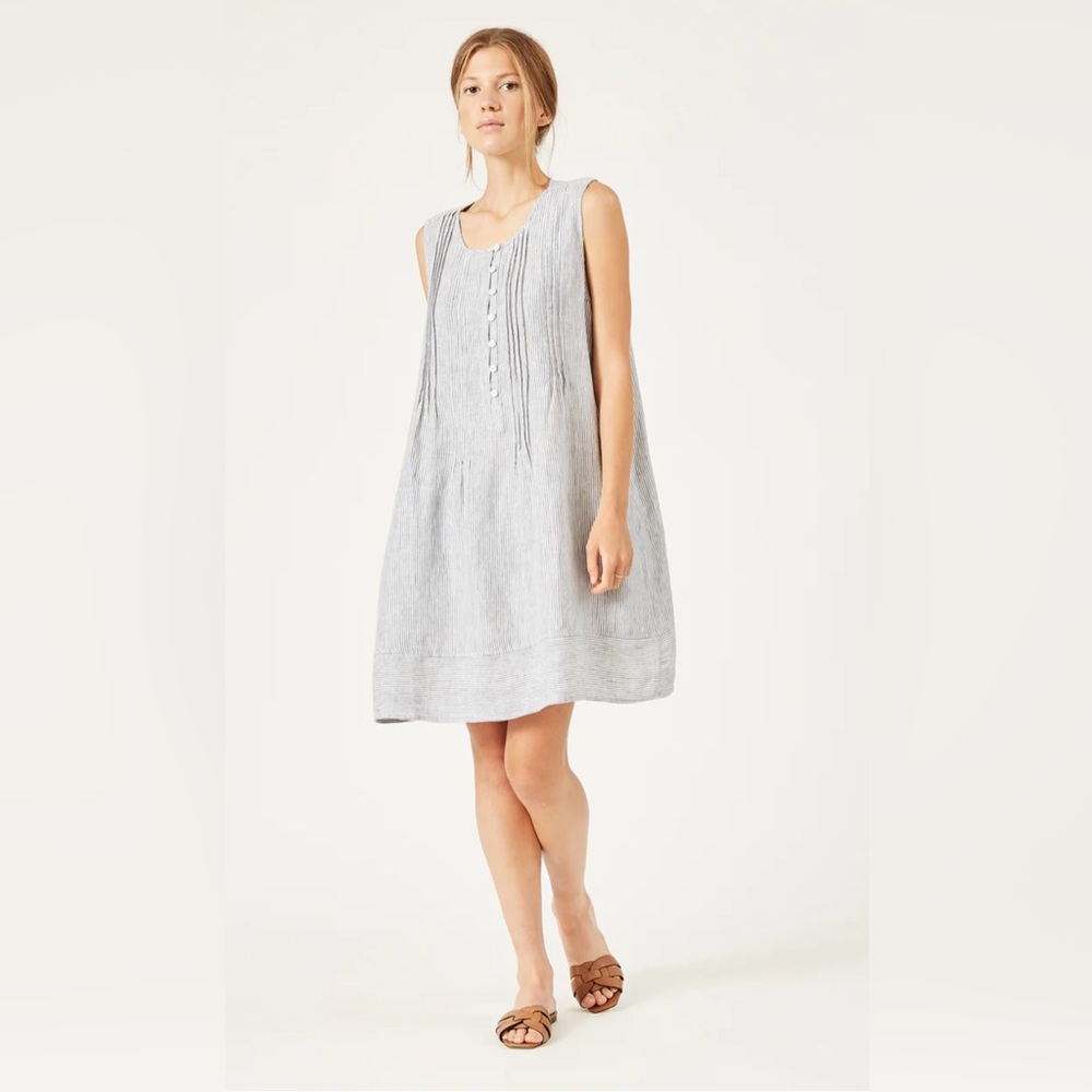 NAIF Nyla Light blue and White Linen summer dress